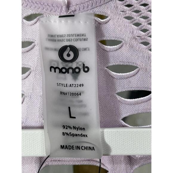 Mono B Sports Bra Womens Periwinkle Laser Cut Seamless Racerback Athletic Sz L - Picture 4 of 5